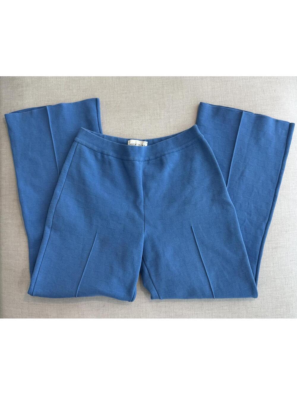 High Sport Kick Flared Stretch Cotton Pants Royal Blue Medium